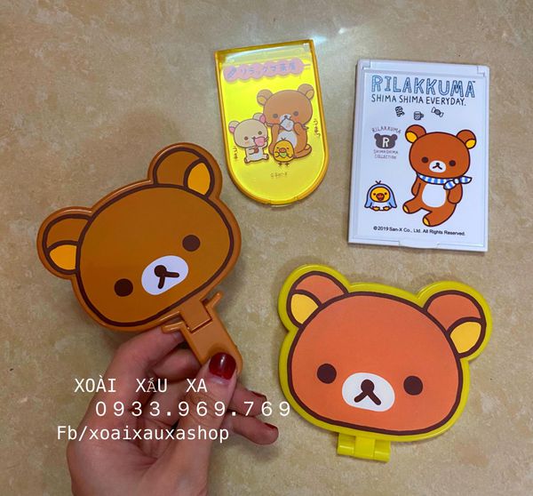 [Xoài Xấu Xa Shop] GƯƠNG GẤP THU GỌN BỎ BÓP TIỀN GẤU RILAKKUMA, GƯƠNG MINI TRANG ĐIỂM HOẠT HÌNH ĐẸP 